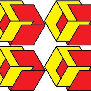 Red and yellow geometric fabric design